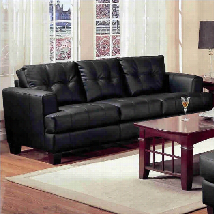 Coaster Samuel Black Clntenpo Rary Leather Sofa