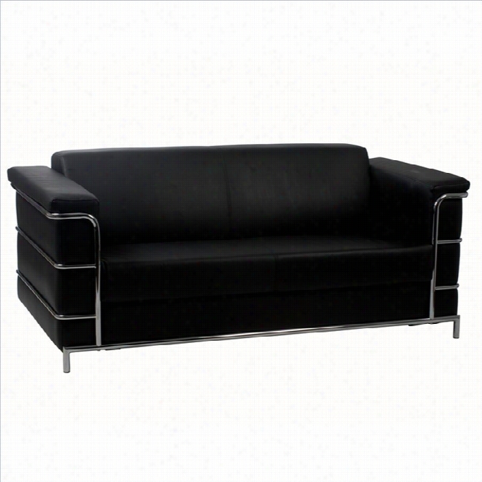 Euorstyle Leander Iii Leather Couch In Black And Chrome