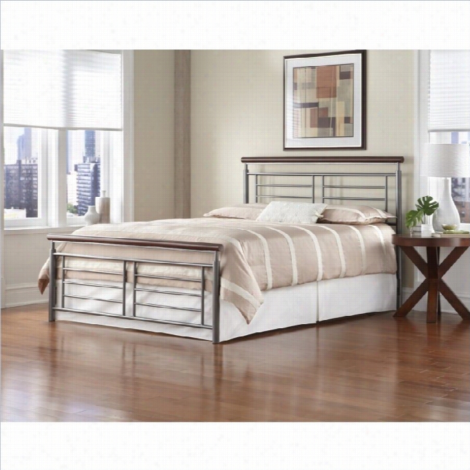 Fashion Receptacle Fontane Metal Bed In Silver And Cherry-king