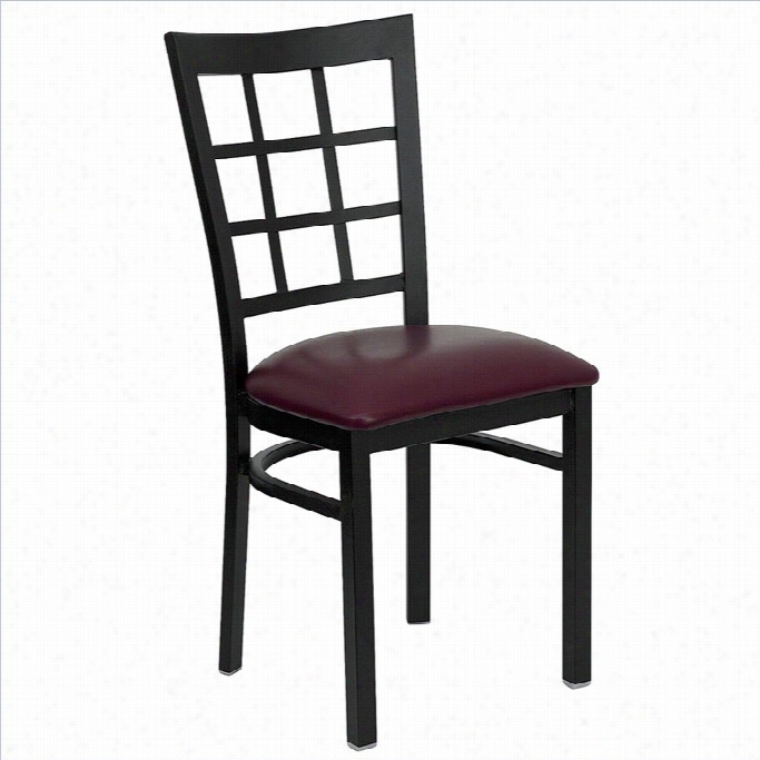 Flash Fuurniturre Hercules Black Window Back Dining Chair In Burgnudy