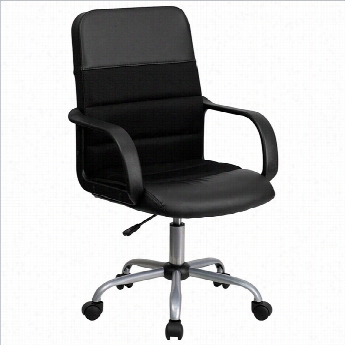 Flash Furniture Mid-back Ensnare And Leather Office Chak R  In Black