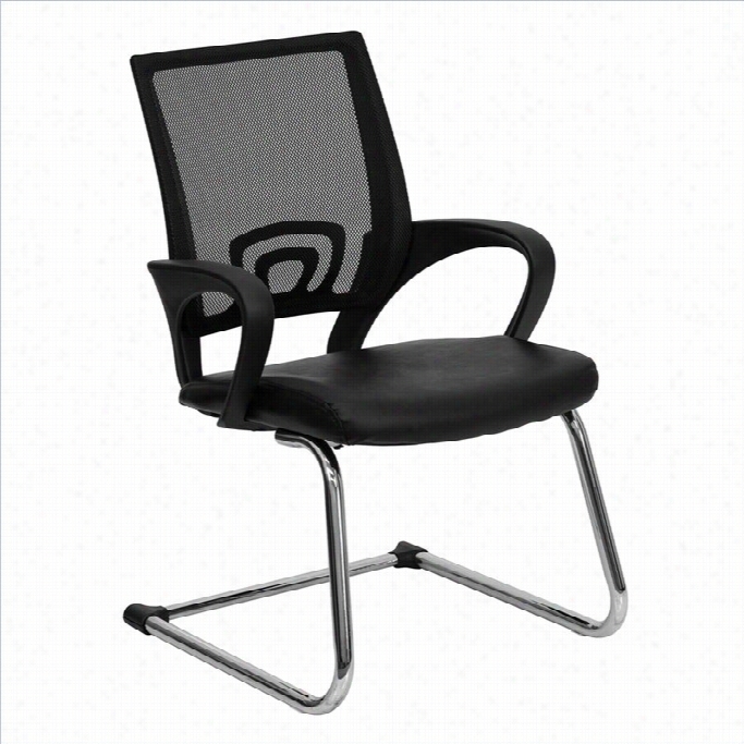 Instant Equipage Office Side Guest Chair In Black With Mesh Back