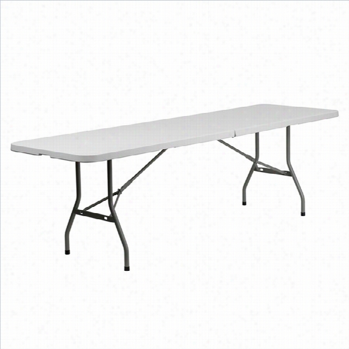 Momentary Blaze Furniture Plastic Bi Folding Table In White