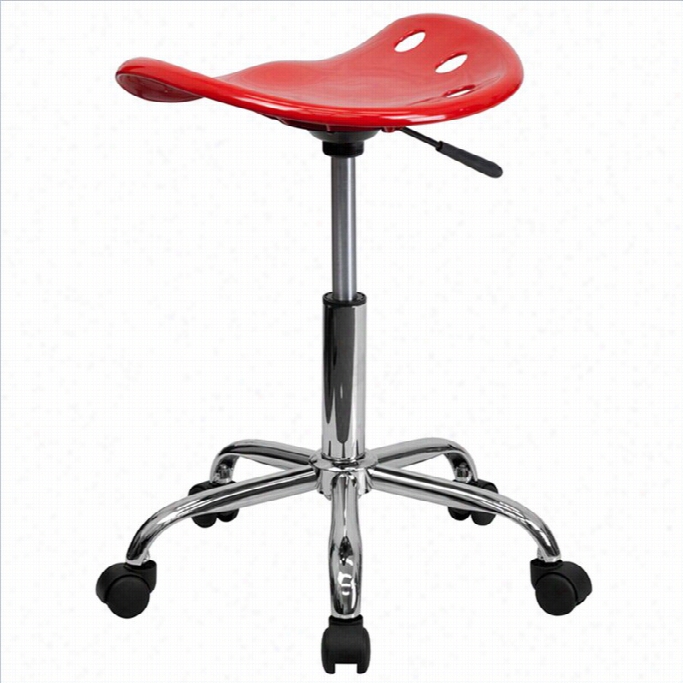 Flash Furniturevibrrant Chrome Adjustable Baa Rstool In Red