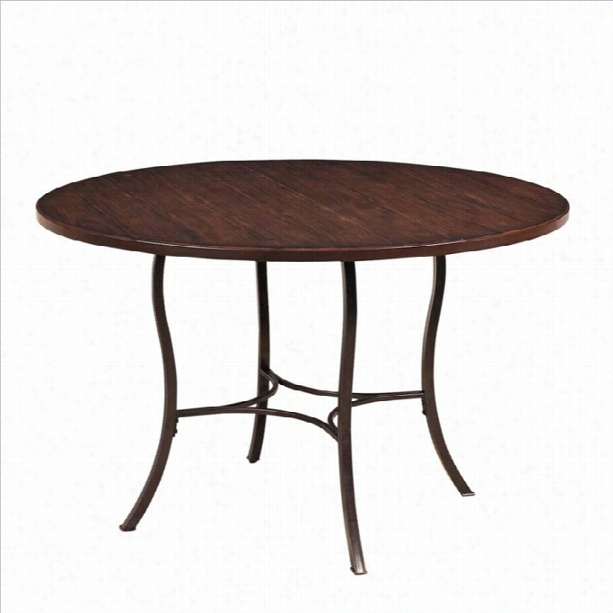 Hillsdale Cameron Metal Dining Twble With Wood Top Im Chesstnut Brown