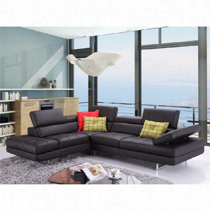 J&m Fuurniture A761 Italian Leather Left Sectional In Black