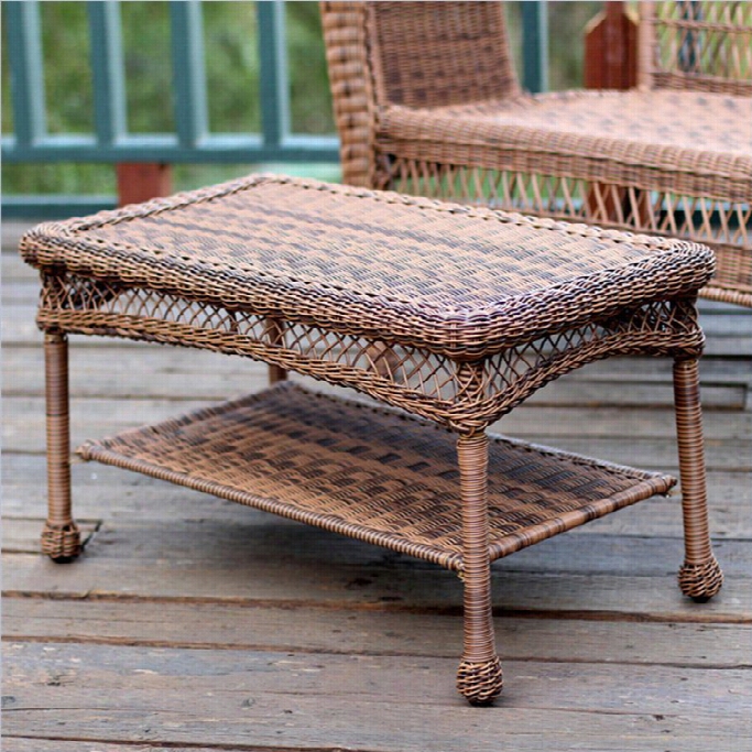 Jeco Wicker Pati Furnitur E Coffee Table In Honey