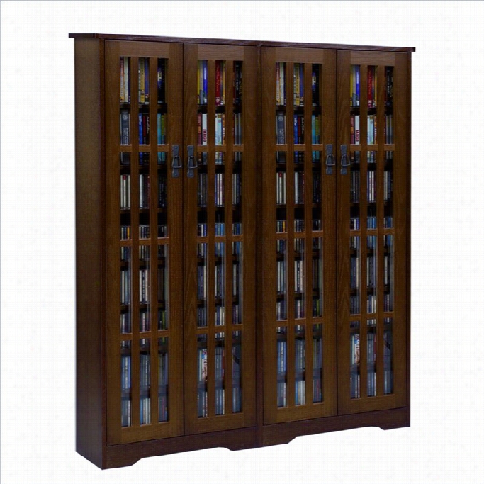 Leslie Dame 62 Double Cd Dvd Wall Media Cabinet In Walnut