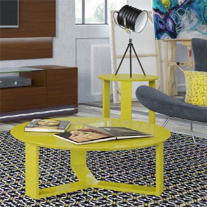 Manhattan Comfort Madison Cofffee Table And End Table Set In Y Ellow