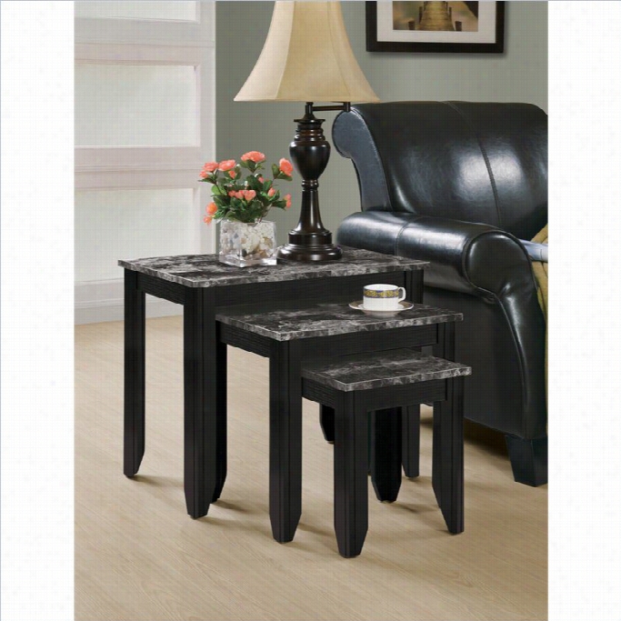 Moarch 3 Pieces Nesting Table Set In Black Amd Gray