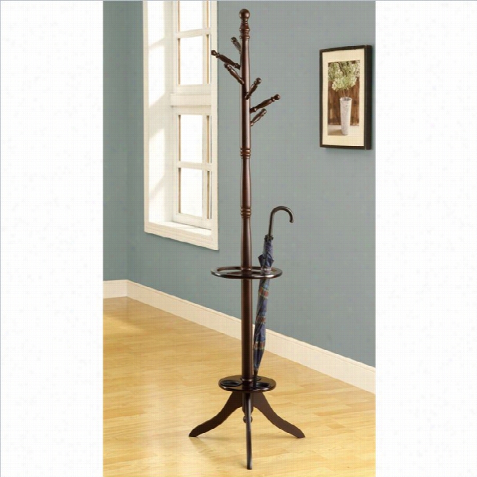 Monarch Solid  Wood Coat Torture With Umbrella Holder In Cappuccin O