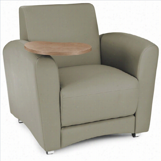 Ofm Interplay Rolling Guest Chair With Single Tablet In Taupe And Bronze