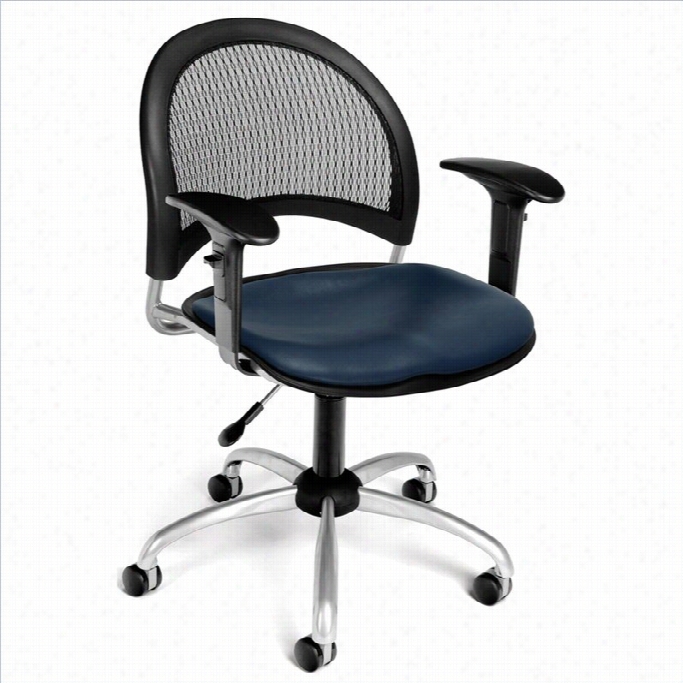 Ofmm Moon Swivel Vinyl Office Chair With Armsi N Navy