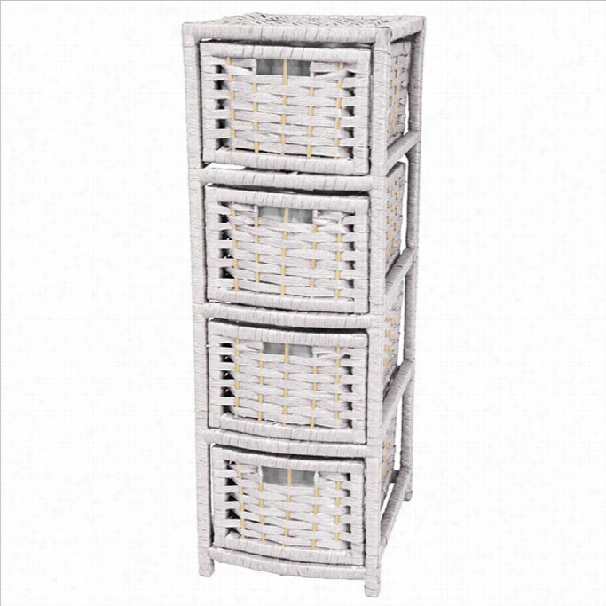 Oriental Furniture 4 Drawer Occasional Chest In White