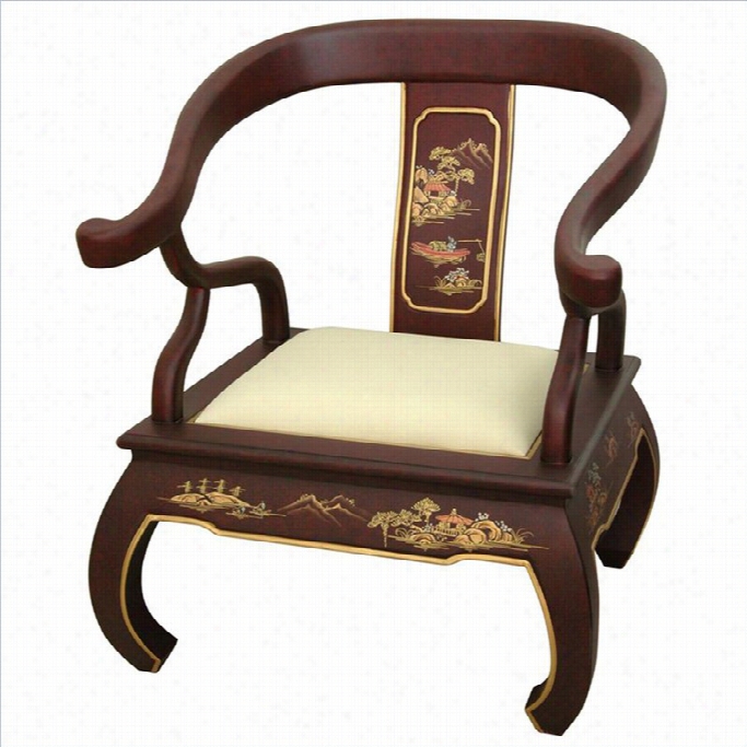Oriental Furniture Landscape Ming Chair In Red