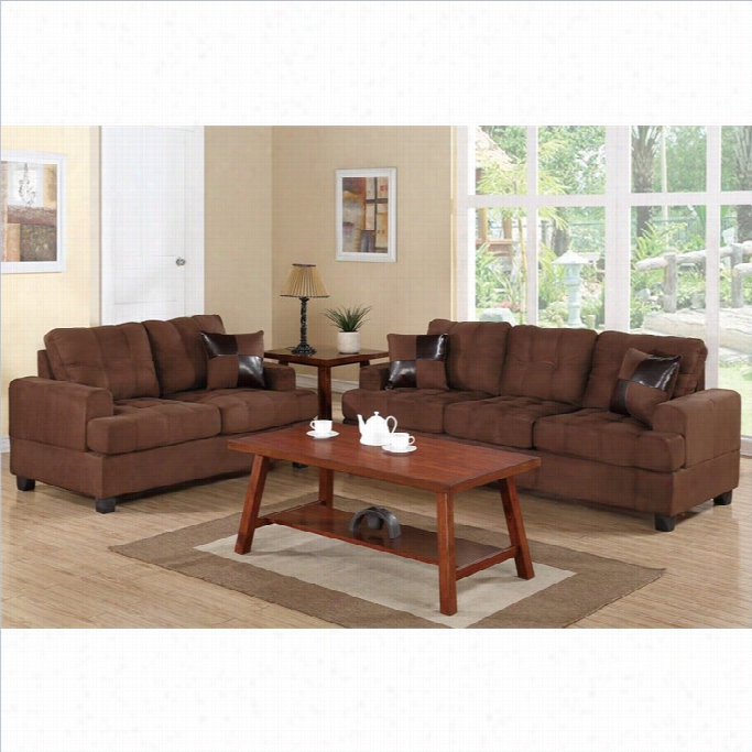 Poundex Bobkona  Arcadia Sofa And Loseeat Set In Chocolate