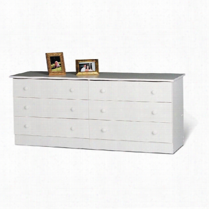 Prepac Pure Six Drawer Double Dresser In White