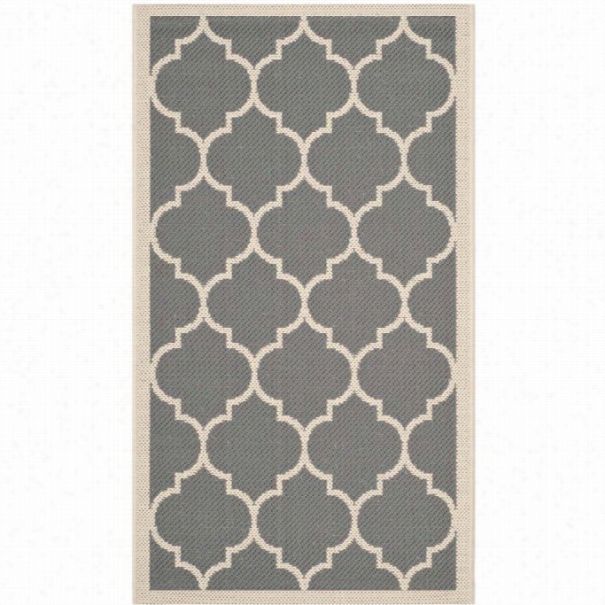 Safavieh Courtyard Olyprolylene Runner Rug Cy6914-246-3 In Anthracite And Beige