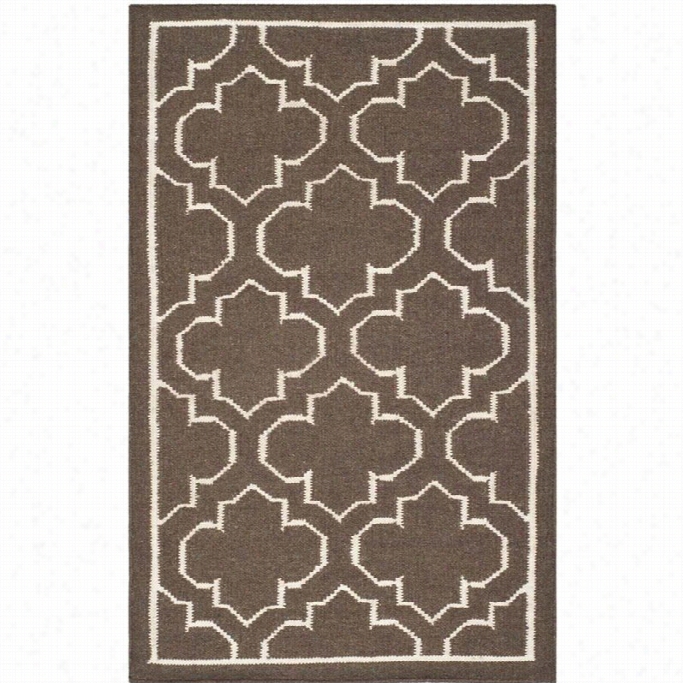 Safav Ieh Dhurries Brown Conetmporary Rug - 3' X 5'