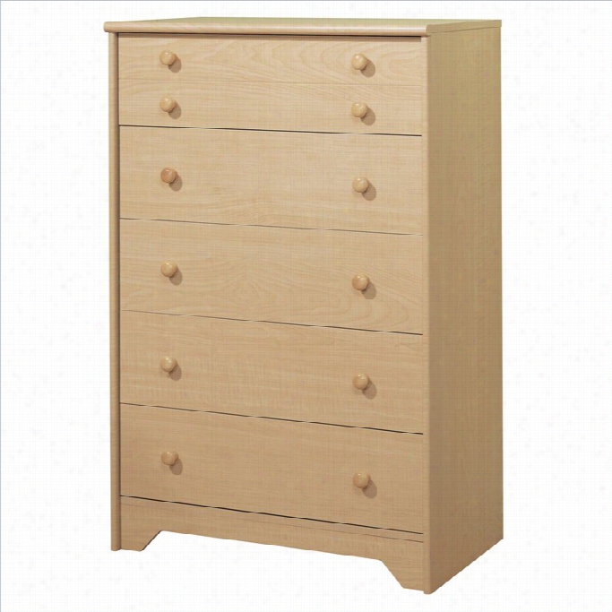 South Shore Newton Kids 5 Drawer Chest In Natural Maple Finish
