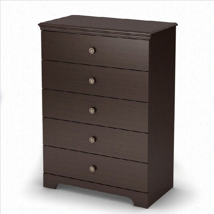 South Shore Zach Collection 5 Drawer Chest In Chocolate