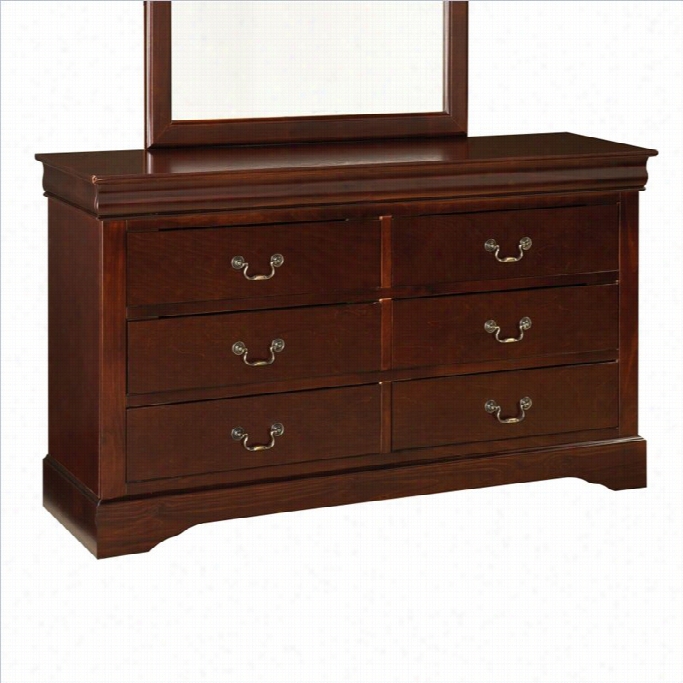 Standard Furniture  Lewiston 6 Drawer Dresser In Deep Brown Finish