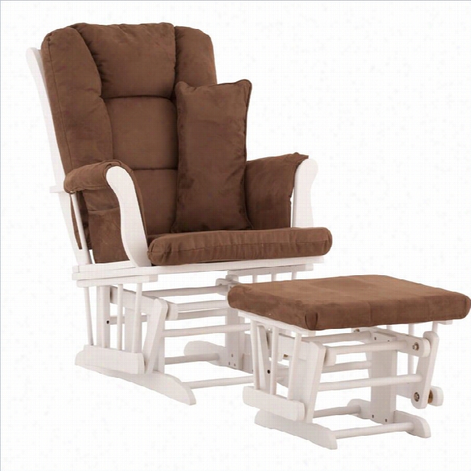 Stork Craff Tuscany Glider And Ottoman In White And Chocolate