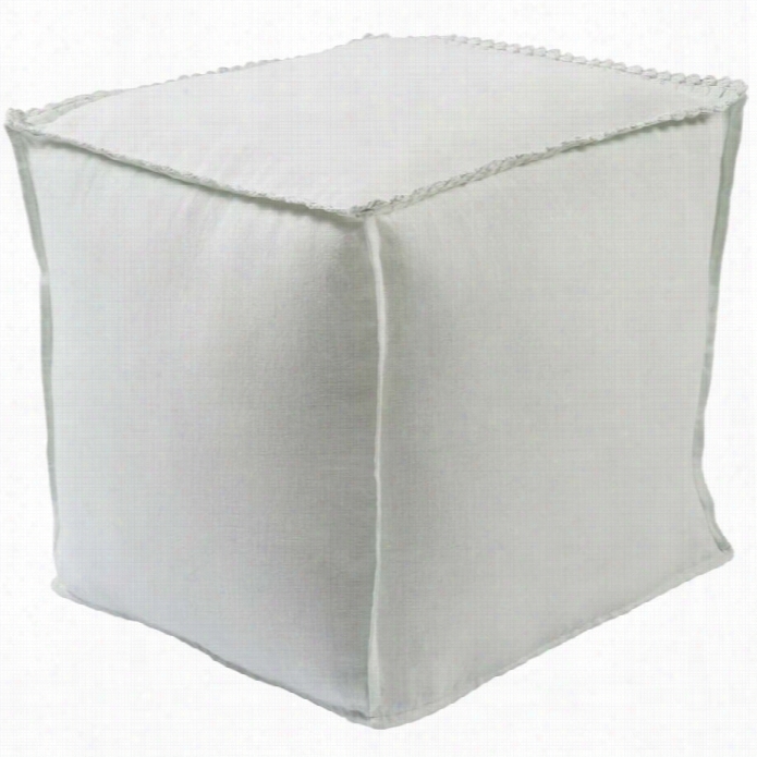 Surya Evely Nlinen Cube Pouf Ottoman In Ivory