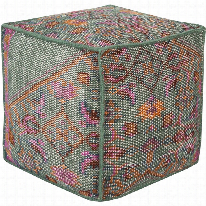 Surya Zahara Cube Ppouf Ottoman In Green
