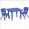 Flash Furniture 3 Piece Square Adjustable Activity Table Set in Blue