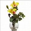 Nearly Natural Mini Cattleya with Fluted Vase Silk Flower Arrangement in Yellow