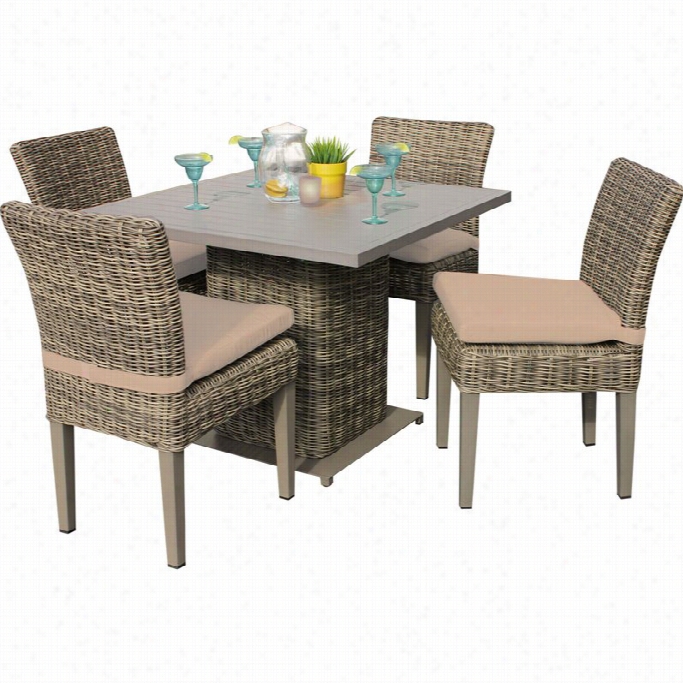 Tkc Cape Ocd Square 5 Piece Wickerr Patio Din Ing Set Niwheat