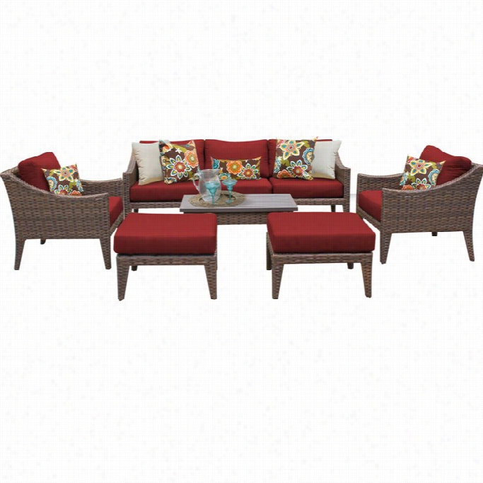 Tkc Manhattan 8 Piece Outdoor Wicker Sofa Set In Terracotta