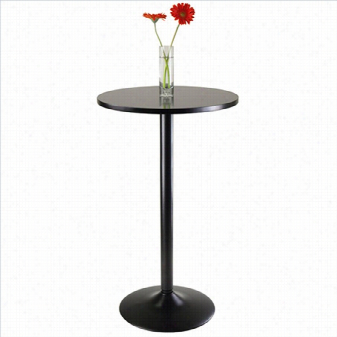 Winsome Obsidian Round Pub Table With Black Leg And Base In Blackk
