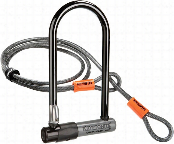 Kryptonite Kryptolok Series 2 Std U-lock W/ 4 Foot Flex Cable And Bracket Bike Lock 4 X 9in