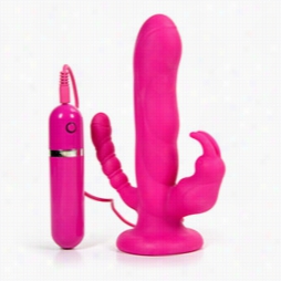 Triple Stimulation Vibrator - Eden Triple Pleasure Hands Free Silicone Vibrator