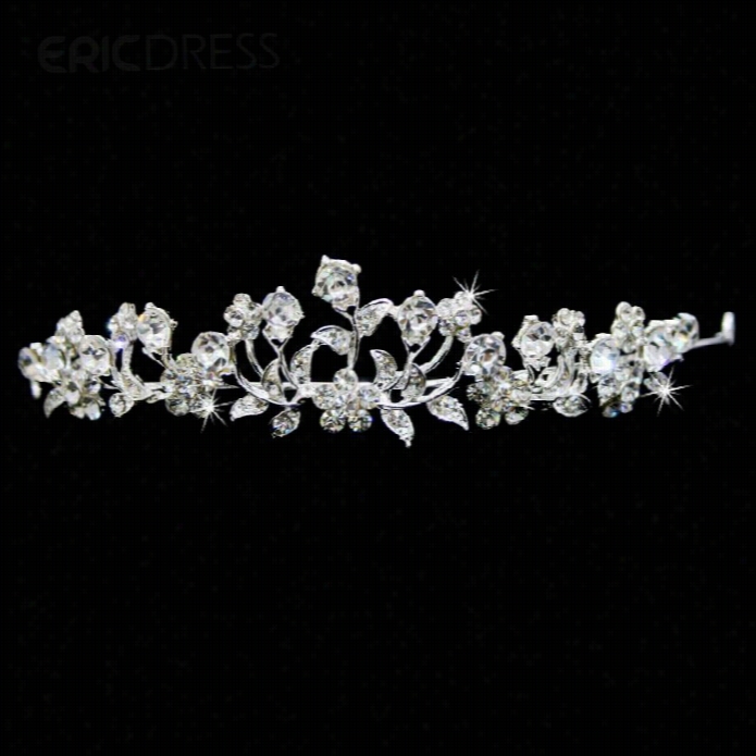 Celebrity Alloy Iwth Flower Shapd Rhinestone Wdding Bridal Tiara