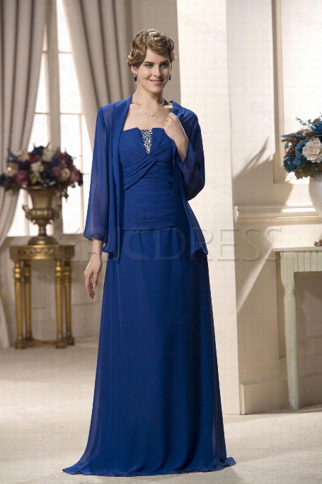 Charming Beading Pleats A-line Strapess Floor-length Mother Of The Bride Dress