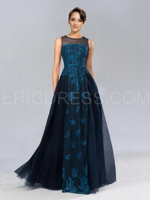 Classicj Ewel Neck A-line Lace Beading Long Evening Dress Ed  Indpendently