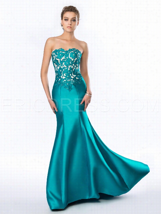 Delicate Sweetheart Strapless Appliques Beading Mermaid Evening Dress