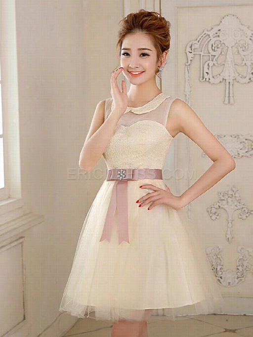 Ericxress A-line Peter Bowknot Pan Collar Homecoming/sweet 16 Dress