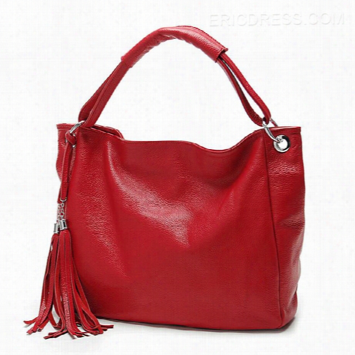 Ericdress Brief All-match Tassel Decorated Pure Color Pu Handbag