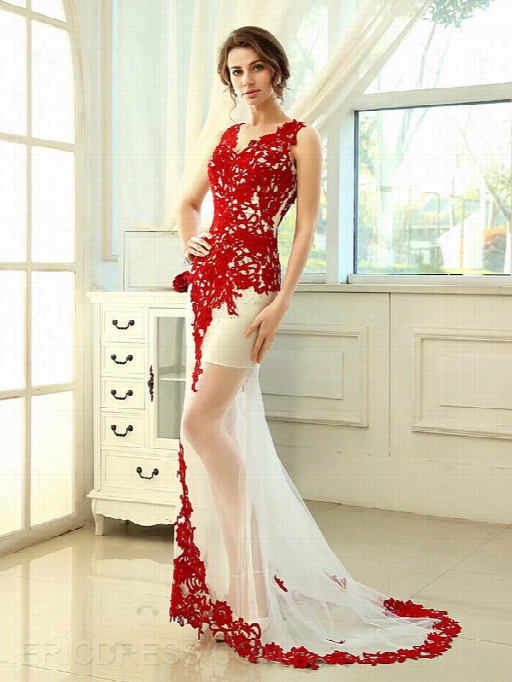 Ericdress Exceptional V-neck Floor-length Appliques Evening Dress