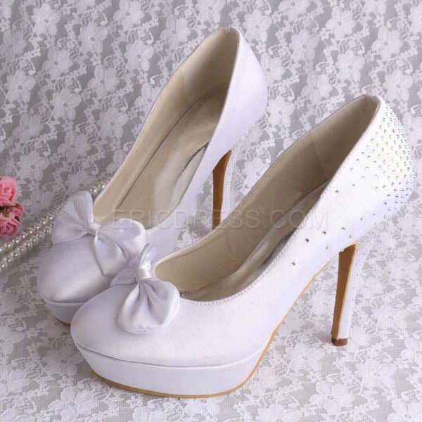 Ericdress Fashion Round Toee Beading Bowknot High Heel Wedding Shoes