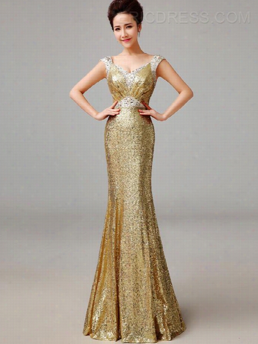 Ericdress Gorgerous Sequins Floor-length Long Ssheath Efening Dress