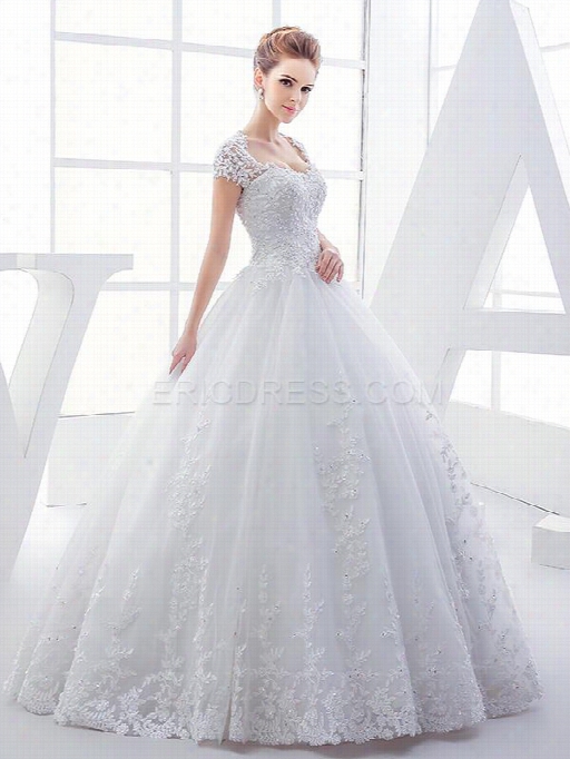 Ericdres S High Quality Applqiues Beading Sweet Heart Ball Gown Wedding Dress