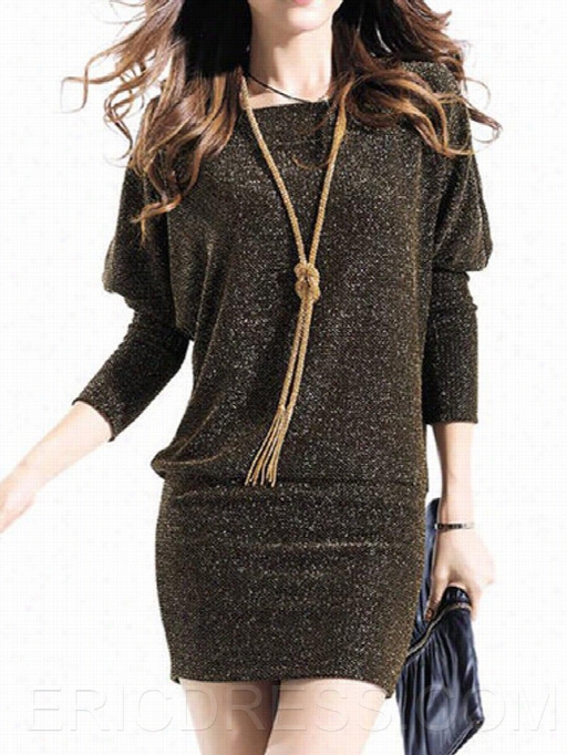 Ericdress Loose Roundd Neck Spun Batwing Sleeve Tight Cuff  Sweater