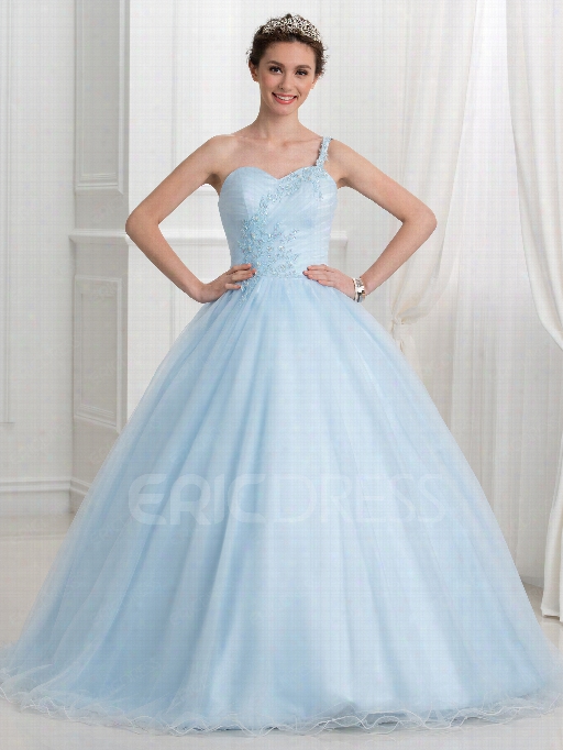 Ericdress One Shoulder Sweetheart Appliques  Sequins Ball Gown Quinceanera Rdess