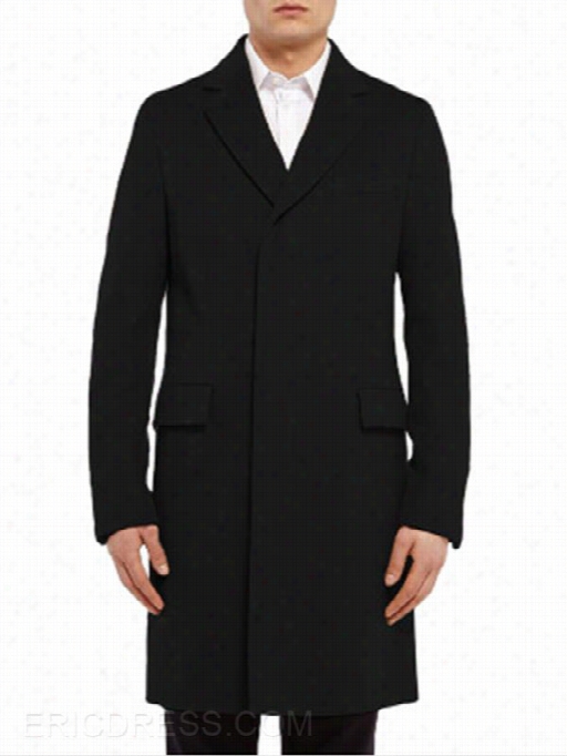 Ericdress Plain Long Slim Mple Design  Polyester Thin Men's Coat