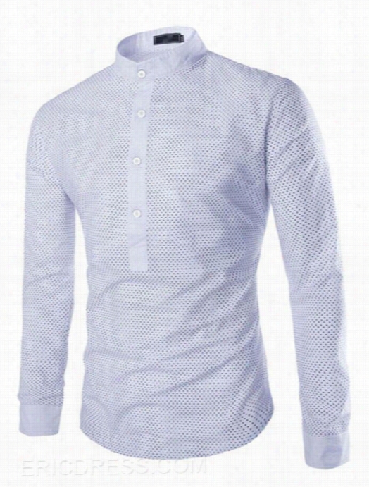 Ericdress Plain Stand Collar With Bbuttons Long Sleeves Men's Shirt